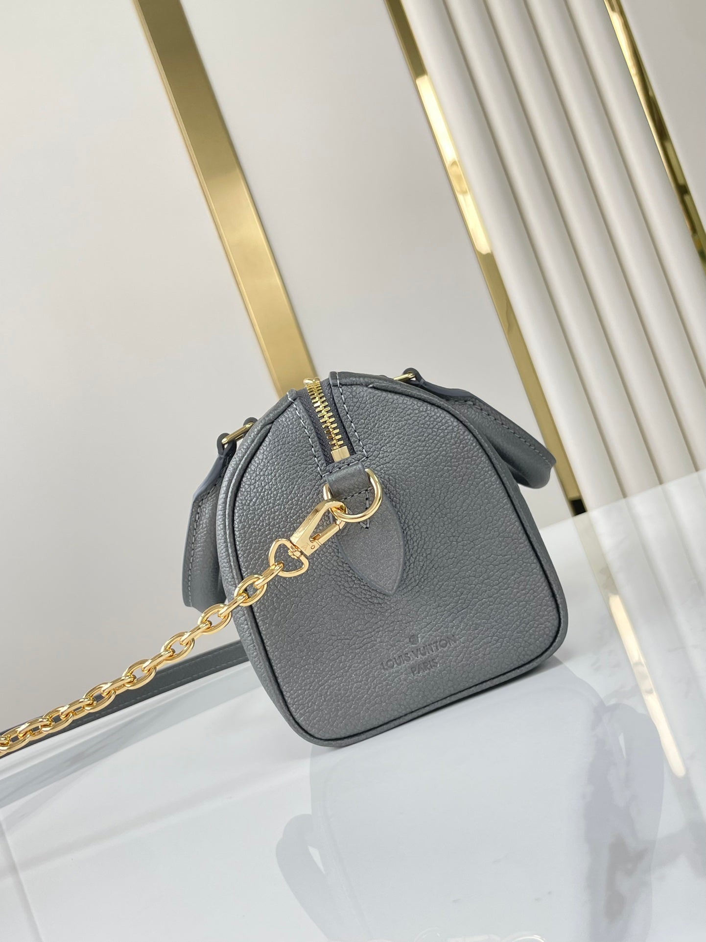 SPEEDY BANDOULIÈRE 20 IN GUN METAL MONOGRAM EMPREINTE GOLD HARDWARE