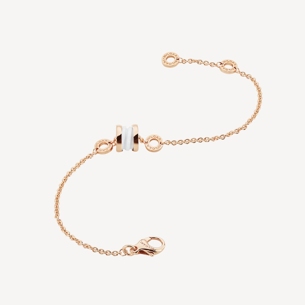 ZERO 1 SOFT PINK GOLD AND WHITE CERAMIC BRACELET