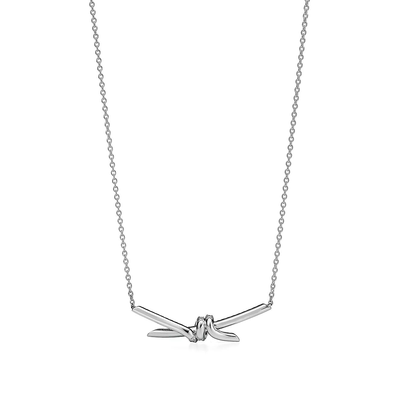 KNOT PENDANT SILVER DIAMOND NECKLACE