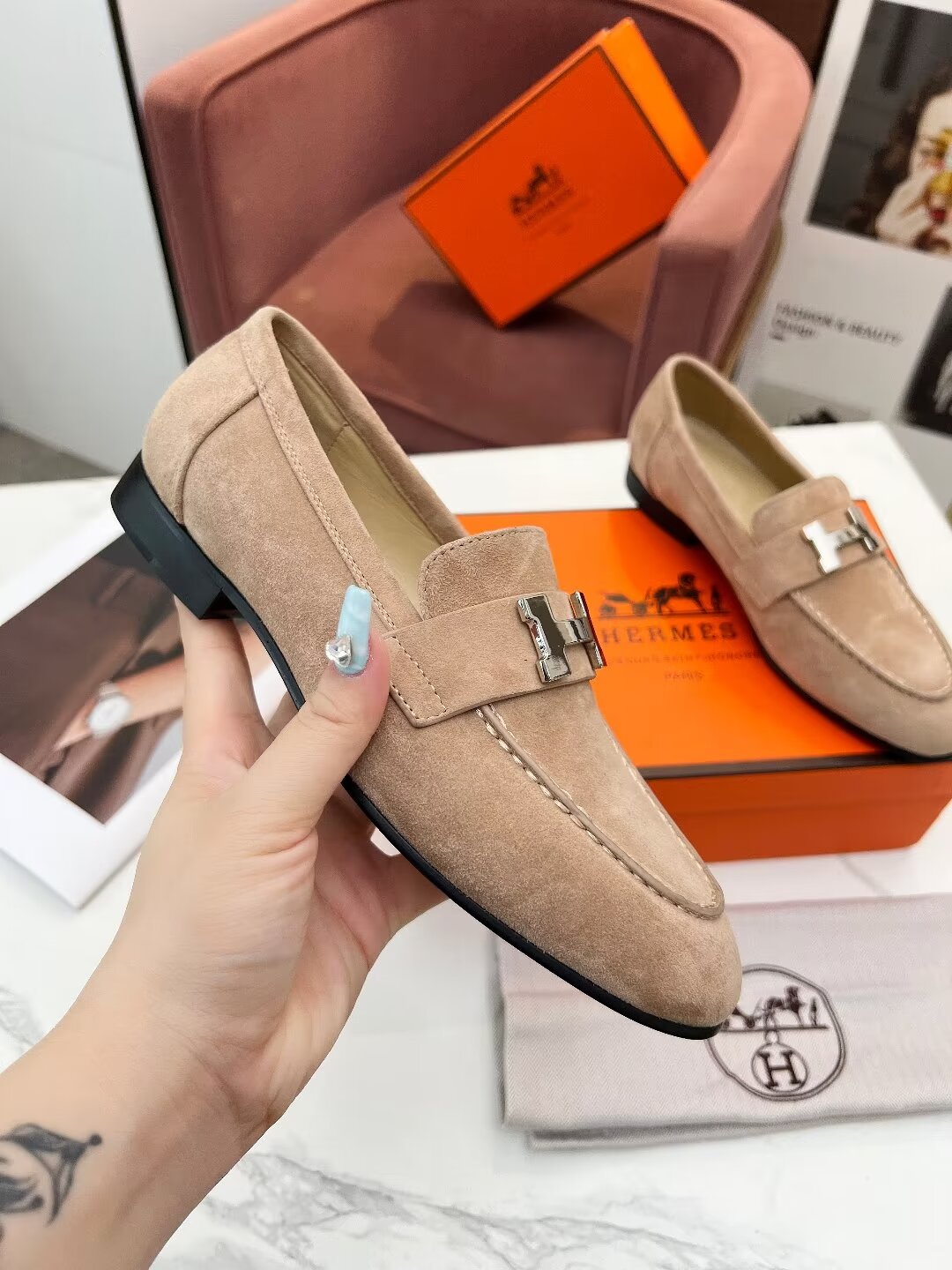 PARIS LOAFER PASTEL PINK SUEDE