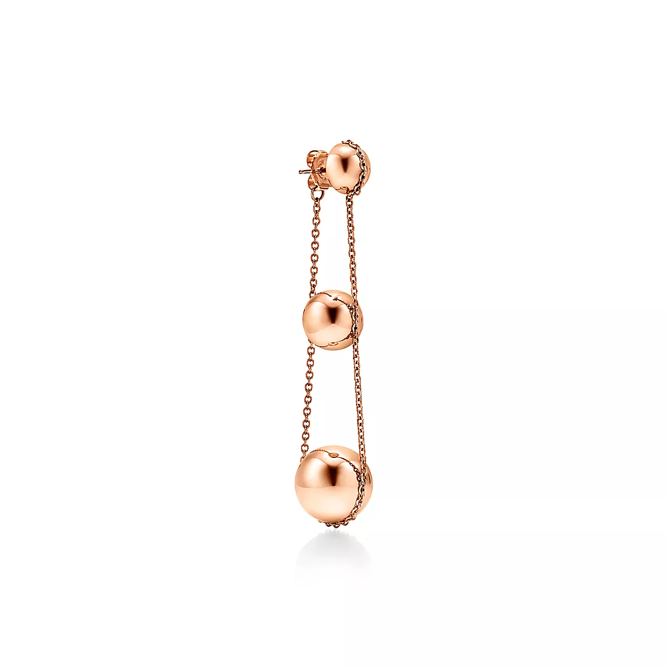 TRIPLE DROP PINK GOLD EARRINGS