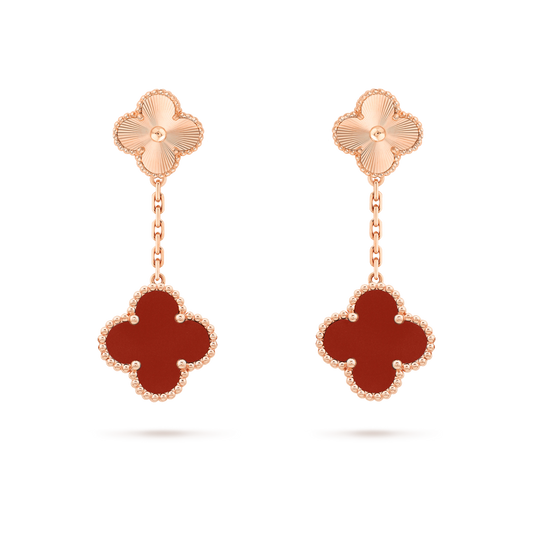 CLOVER EARRINGS GOLD AND CARNELIAN