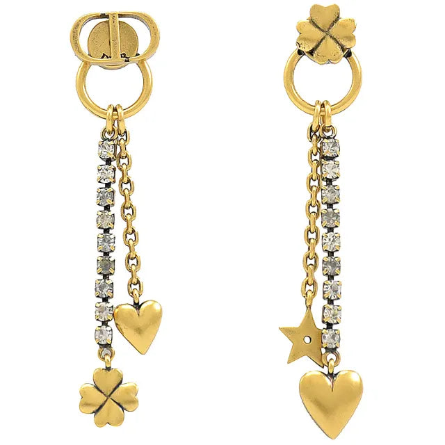 CD HEART CLOVER STAR EARRINGS GOLD