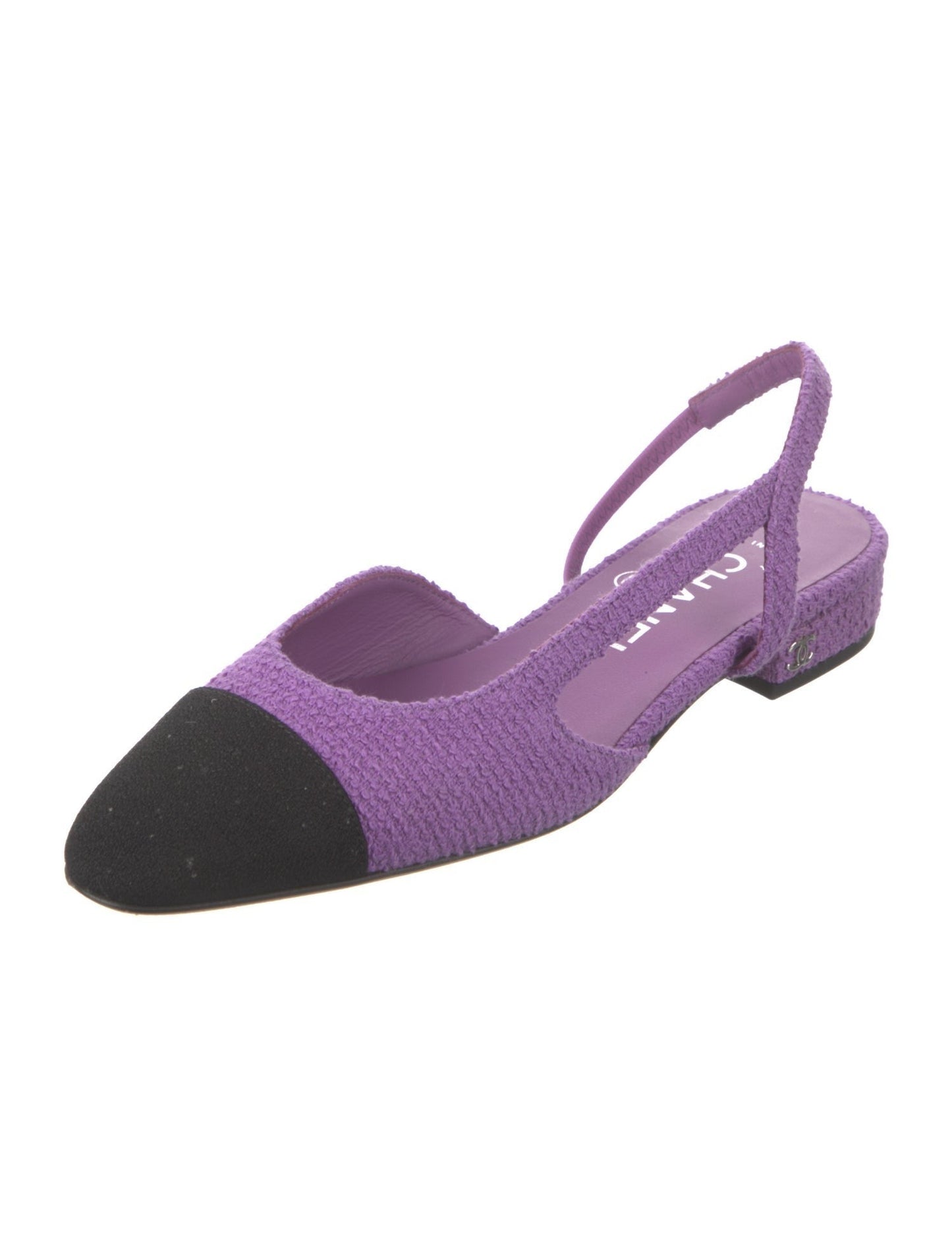 slingbacks purple black lambskin tweed