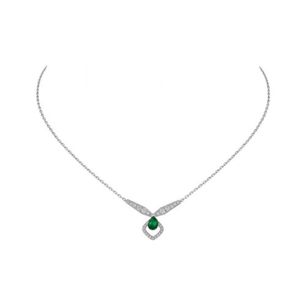 JOSEPHINE MALACHITE SILVER DIAMOND NECKLACE