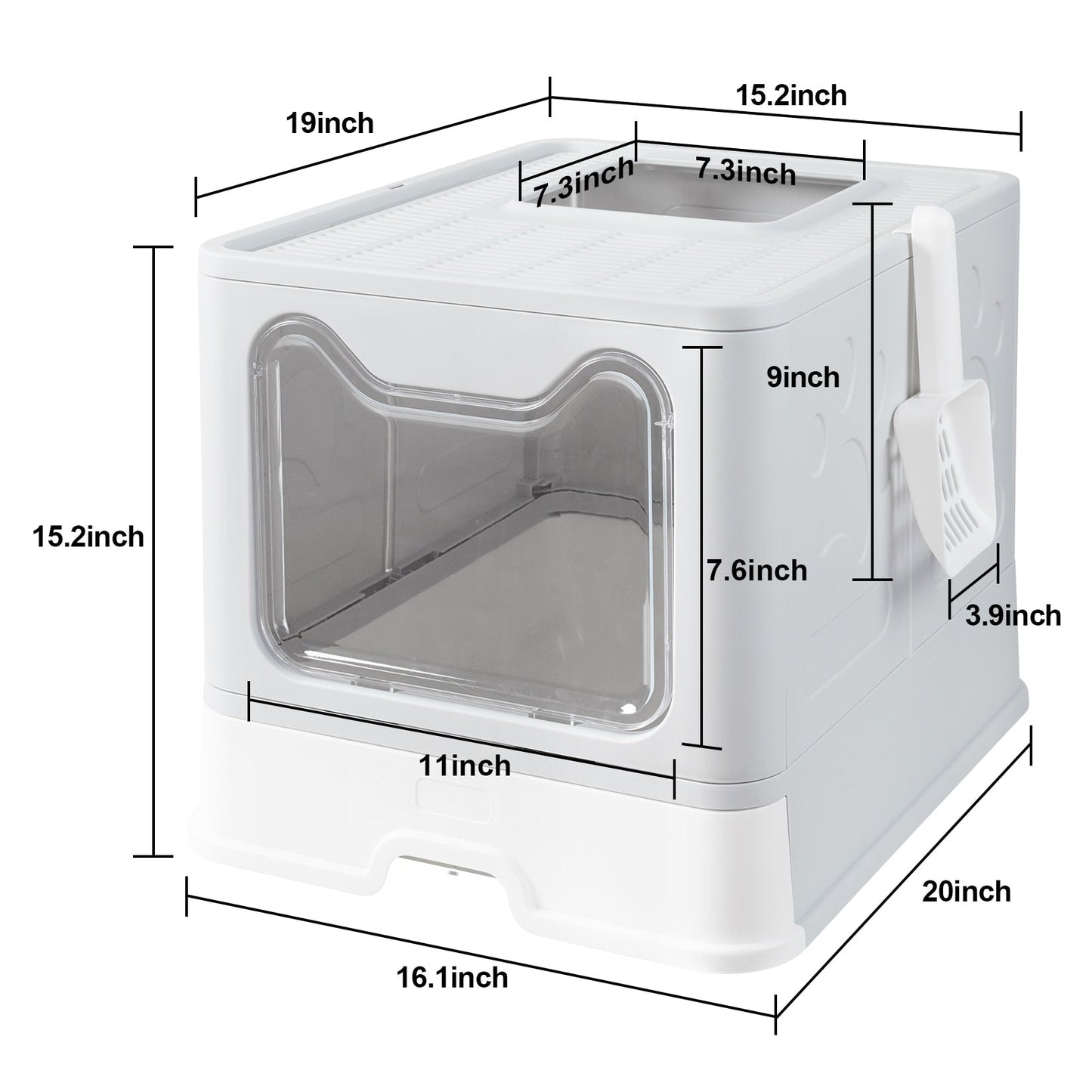 STONY - Litière pliable avec couvercle entrée avant & sortie supérieure