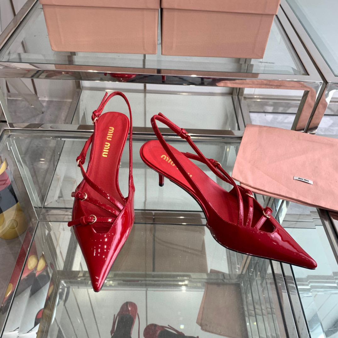 miu slingback pumps 50 red patent calfskin with bukle