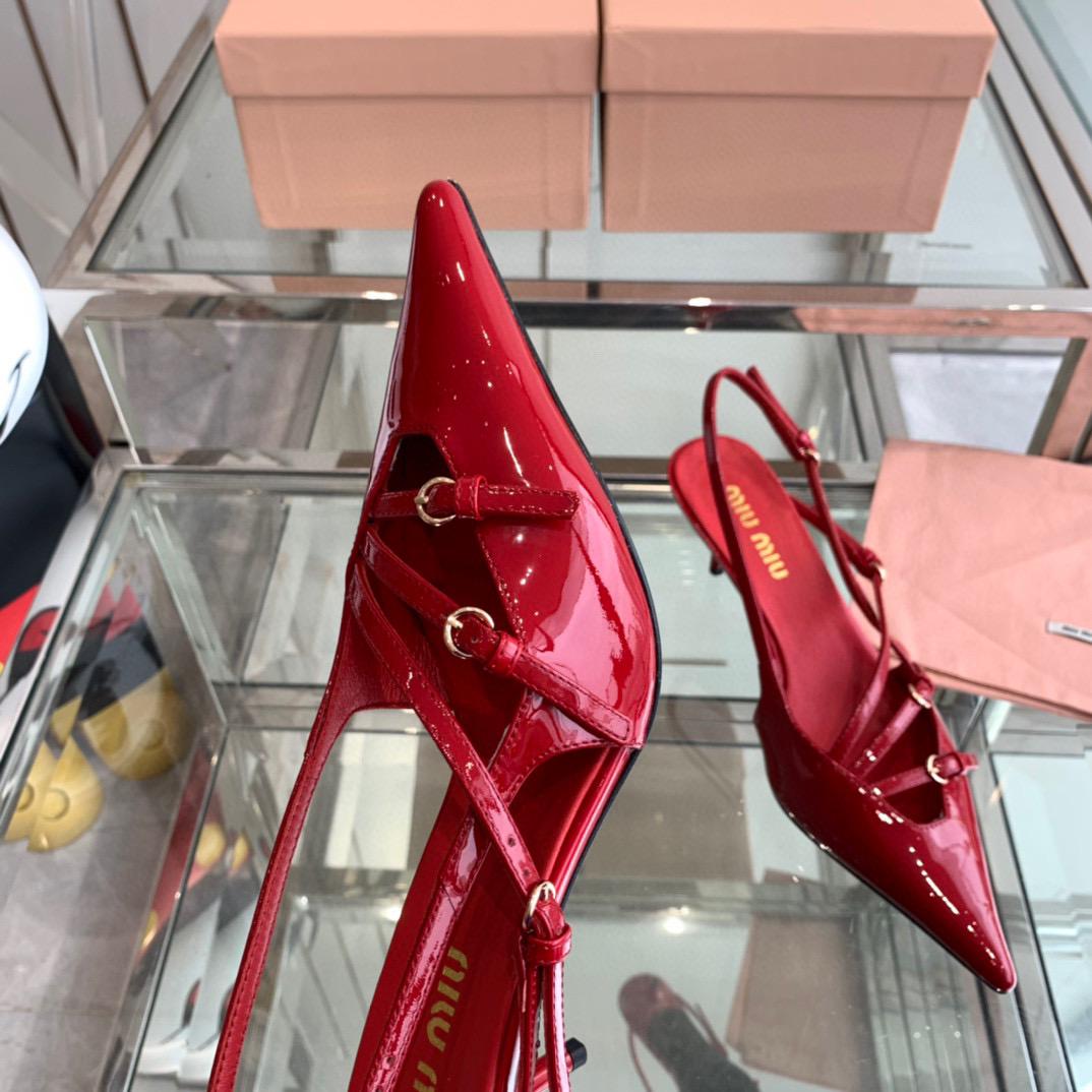 miu slingback pumps 50 red patent calfskin with bukle