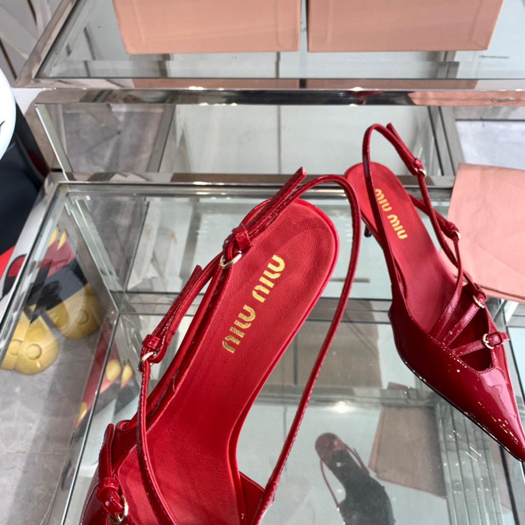 miu slingback pumps 50 red patent calfskin with bukle