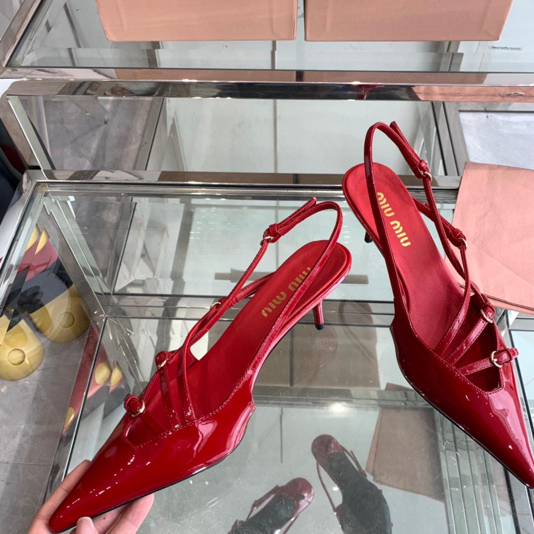 miu slingback pumps 50 red patent calfskin with bukle