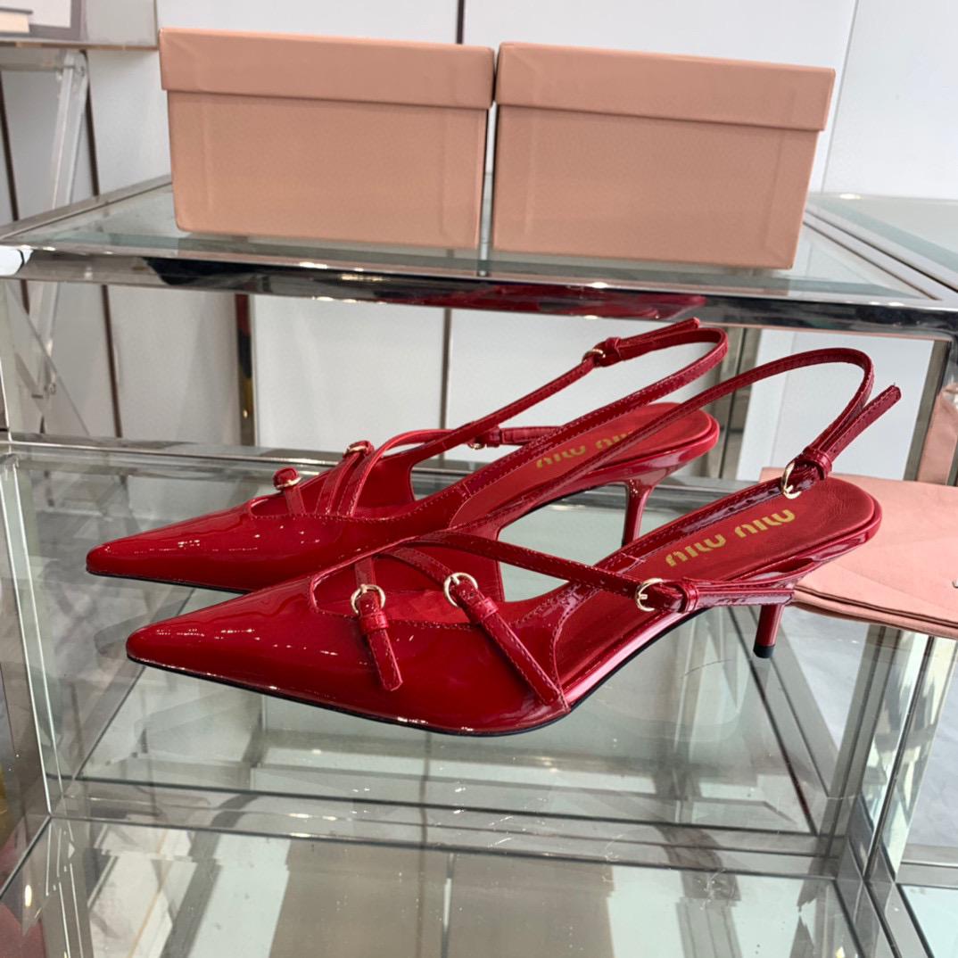 miu slingback pumps 50 red patent calfskin with bukle