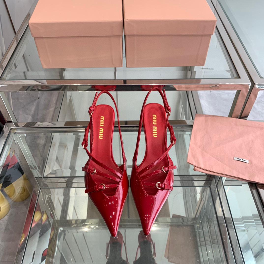 miu slingback pumps 50 red patent calfskin with bukle