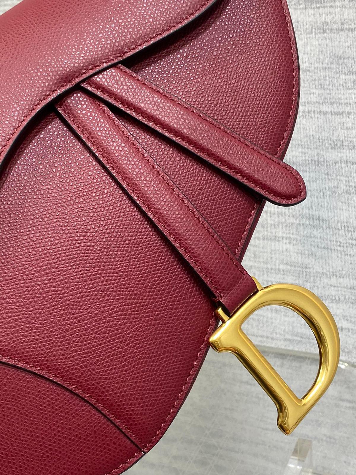 CD Saddle Bag 25cm Dark Red Grained Calfskin