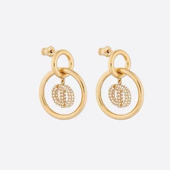 CD DROP GOLD DIAMOND EARRINGS