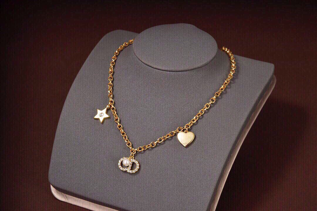 CD PEARL STAR HEART GOLD DIAMOND NECKLACE