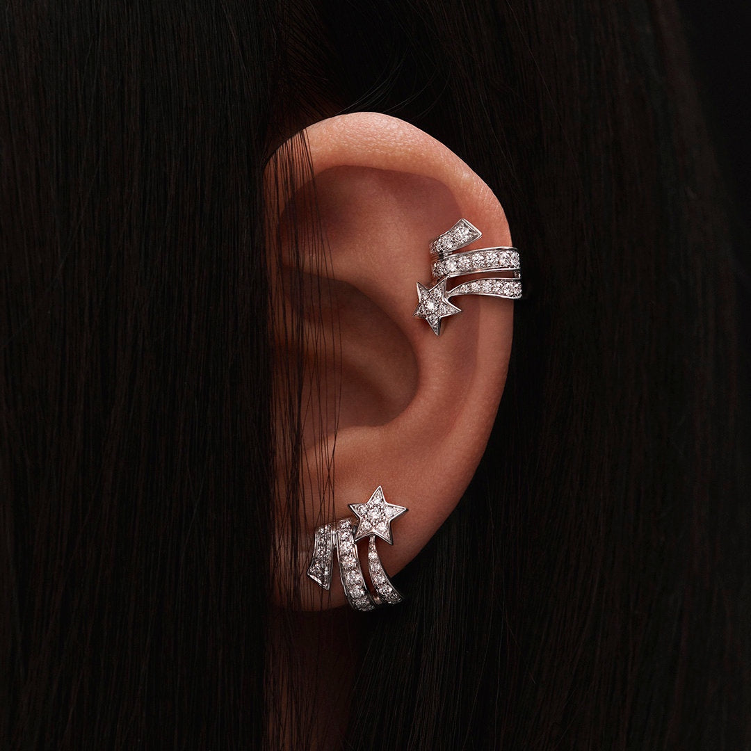 STAR DOUBLE ROW DIAMOND SILVER EARRNING