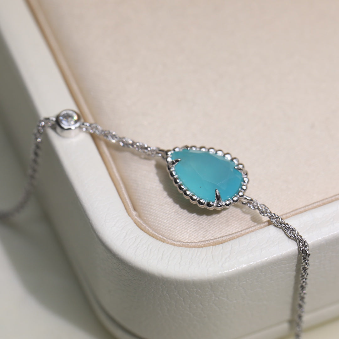 BOHEME AQUAMARINE SILVER CHAIN BRACELET