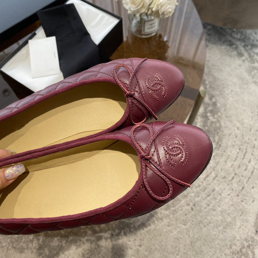 ballet flats burgundy quilted lambskin