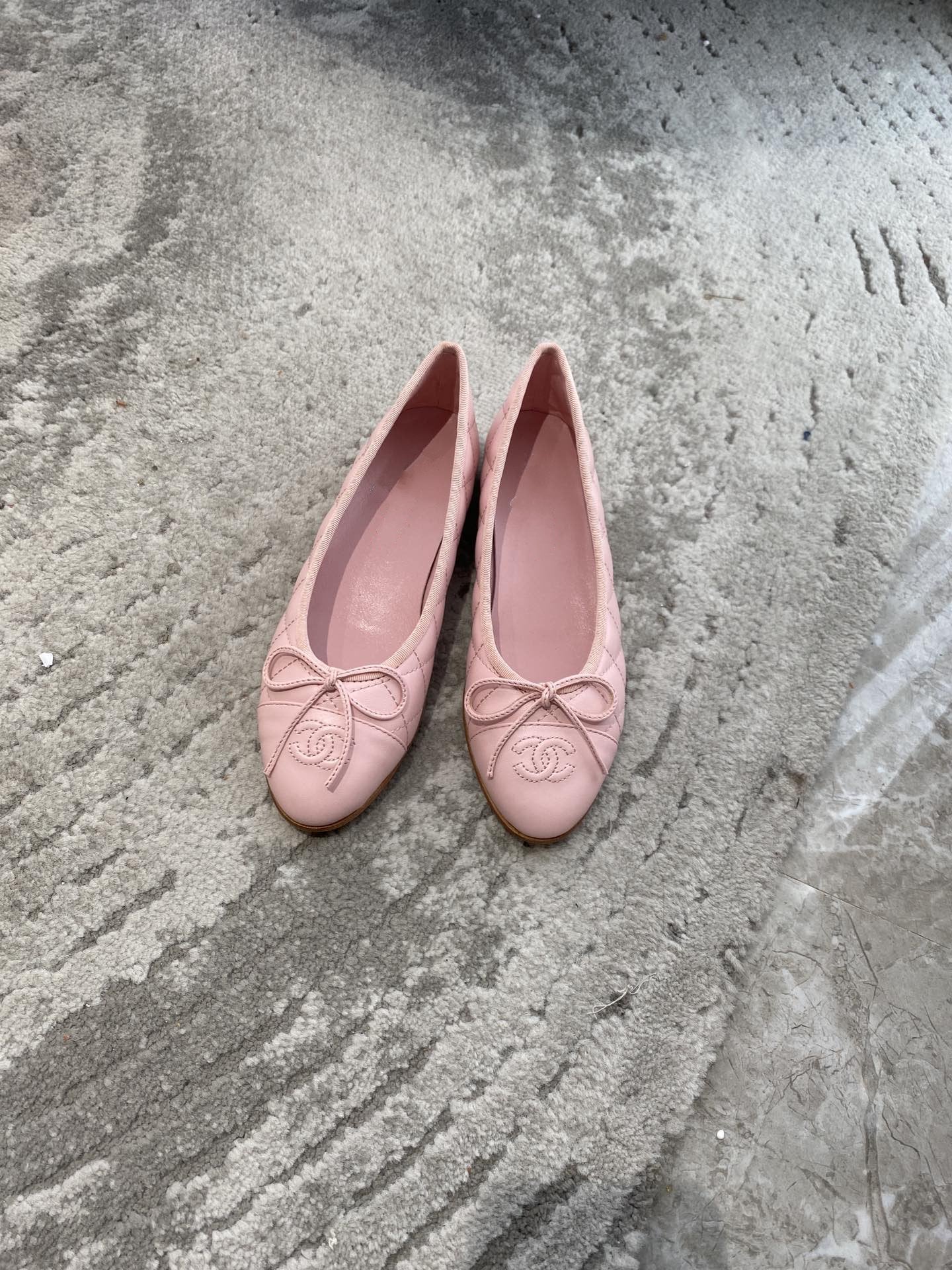 ballet flats pink quilted lambskin