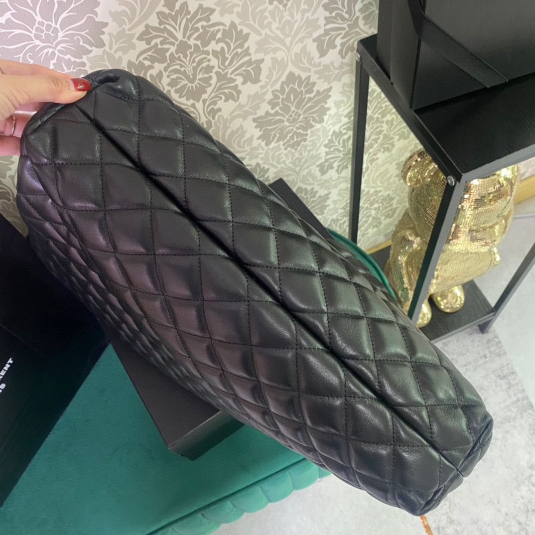 Saint Laurent ICARE MAXI SHOPPING BAG IN QUILTED BLACK LAMBSKIN