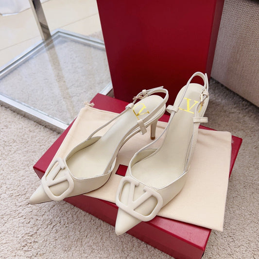 Valentin Vlogo Signature Slingback Ivory Calfskin