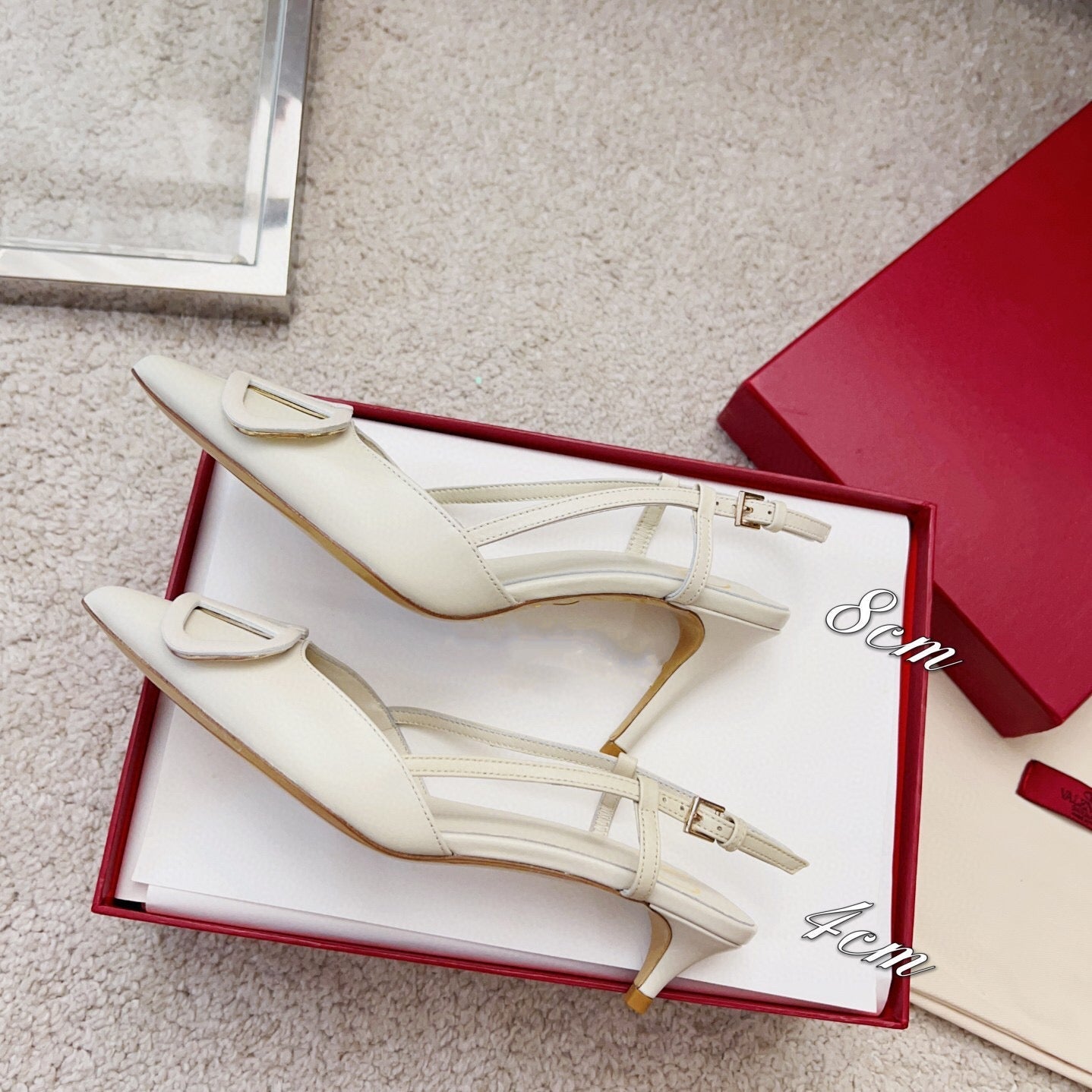 Valentin Vlogo Signature Slingback Ivory Calfskin