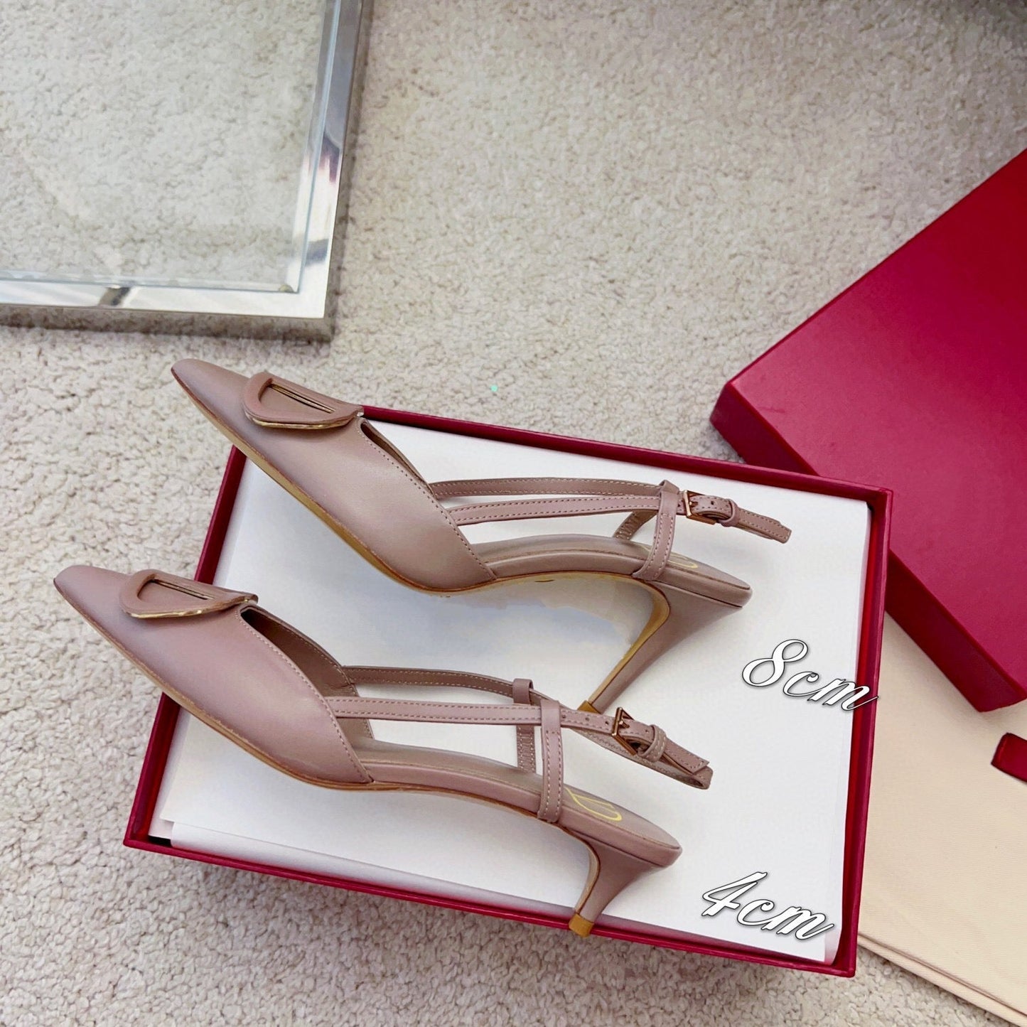 Valentin Vlogo Signature Slingback Rose Cannelle Calfskin