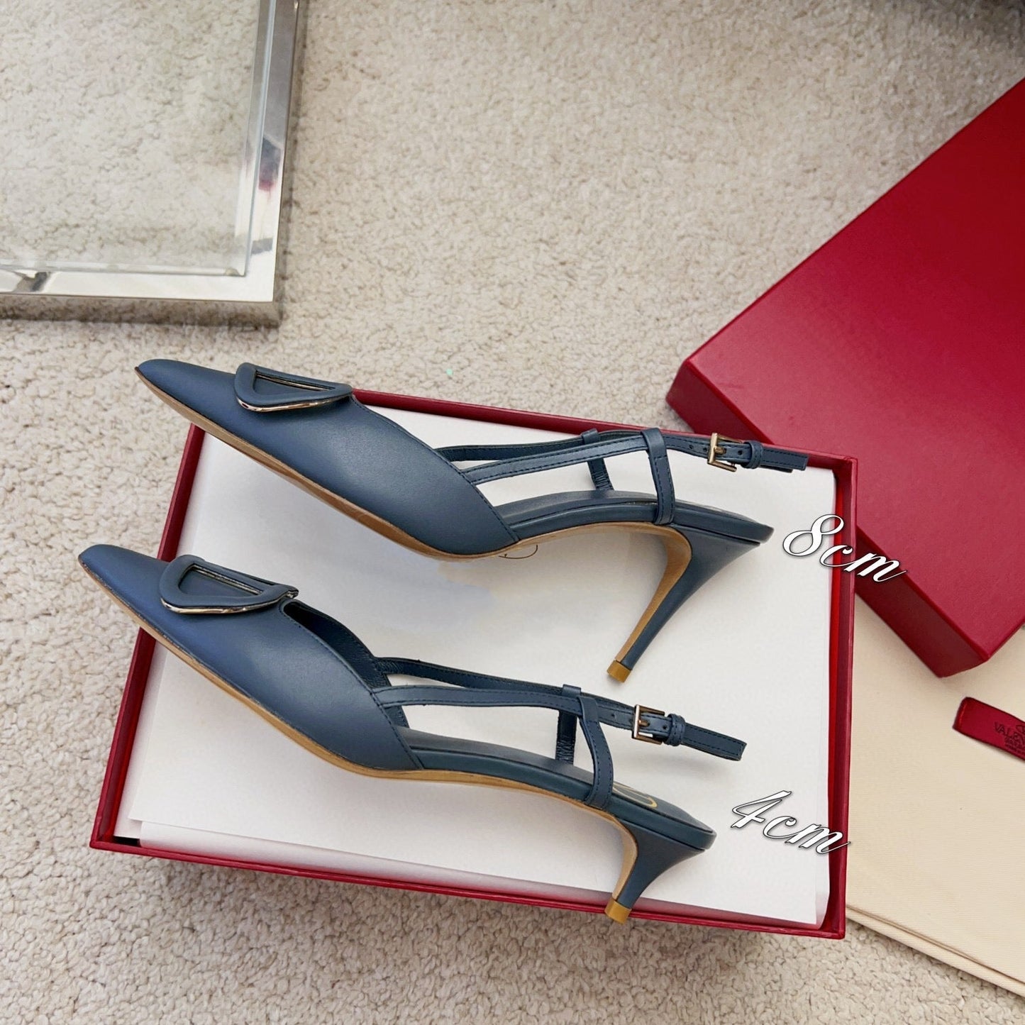 Valentin Vlogo Signature Slingback Blue Calfskin