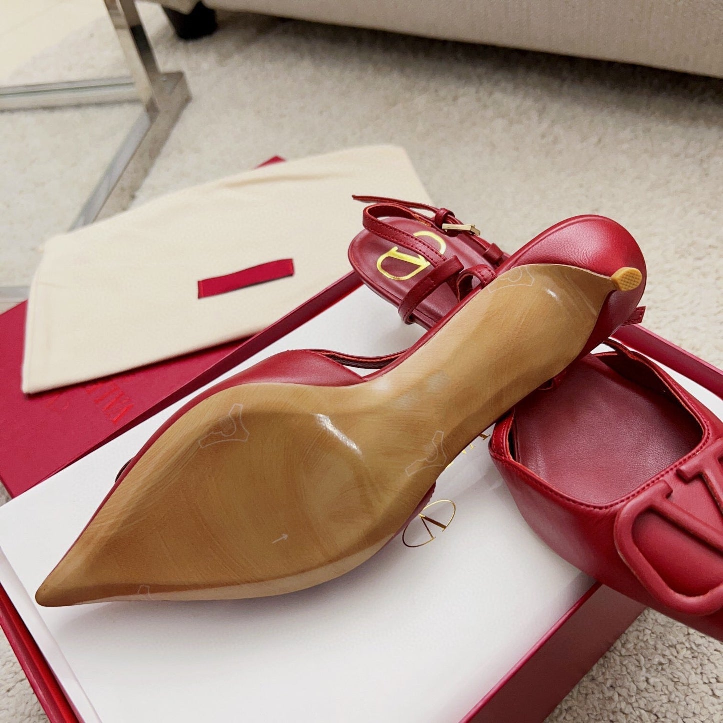 Valentin Vlogo Signature Slingback Red Calfskin