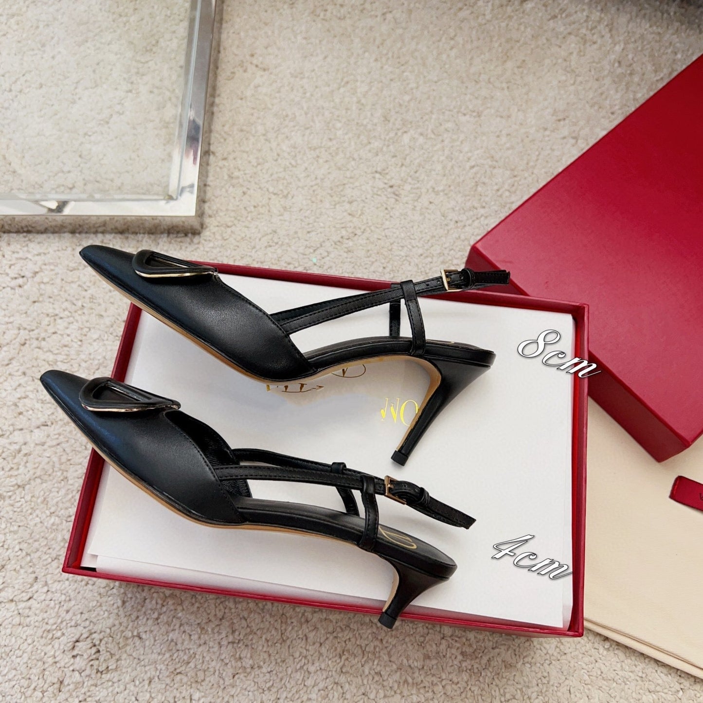 Valentin Vlogo Signature Slingback Black Calfskin