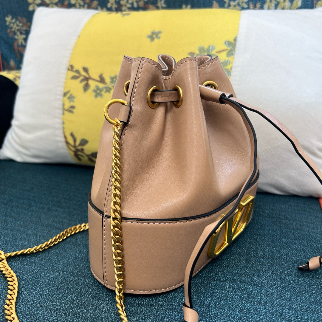 Valenti mini bucket bag 20cm beige calfskin