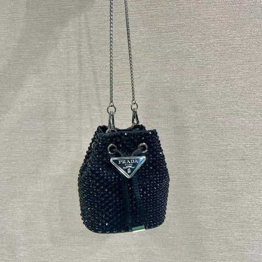 Pra Mini Pouch With Crystal Black Satin