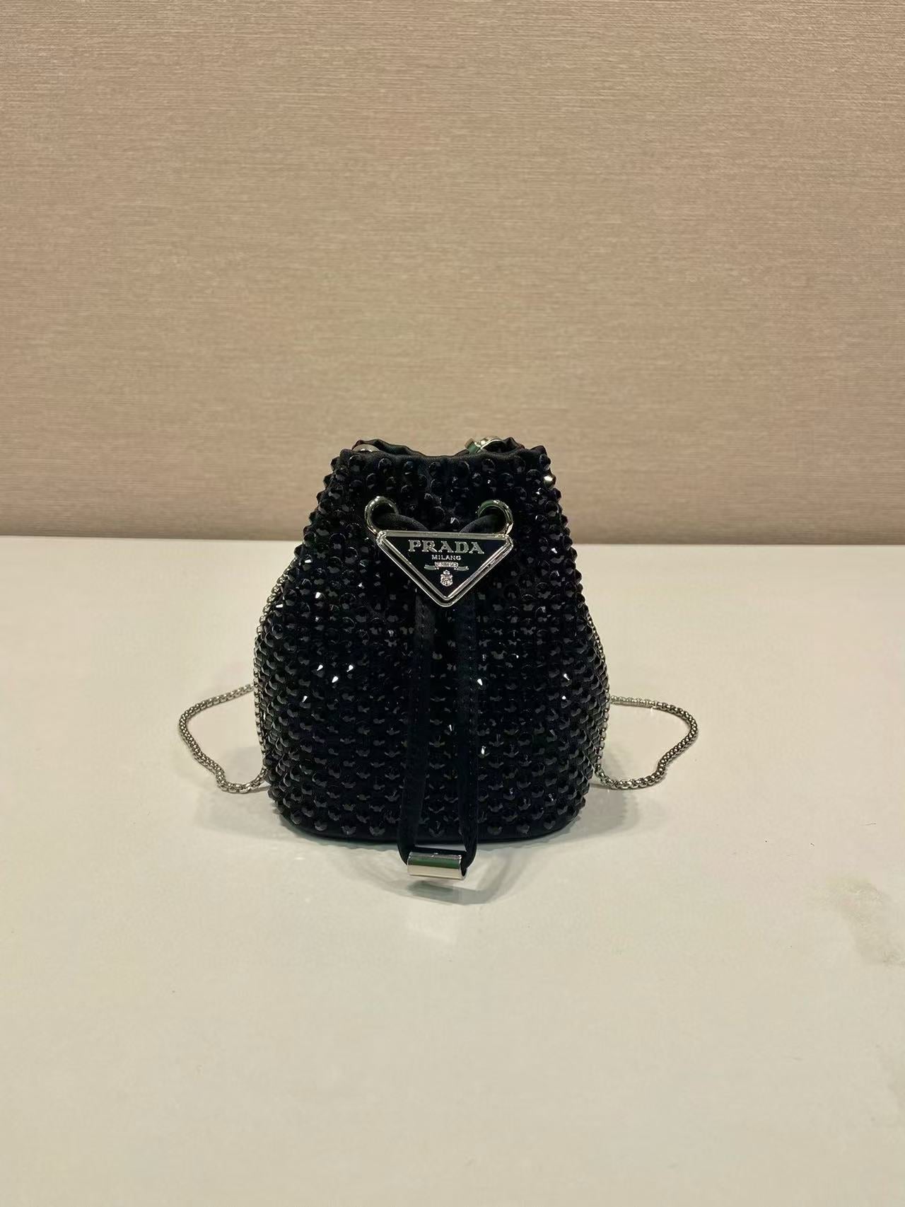 Pra Mini Pouch With Crystal Black Satin