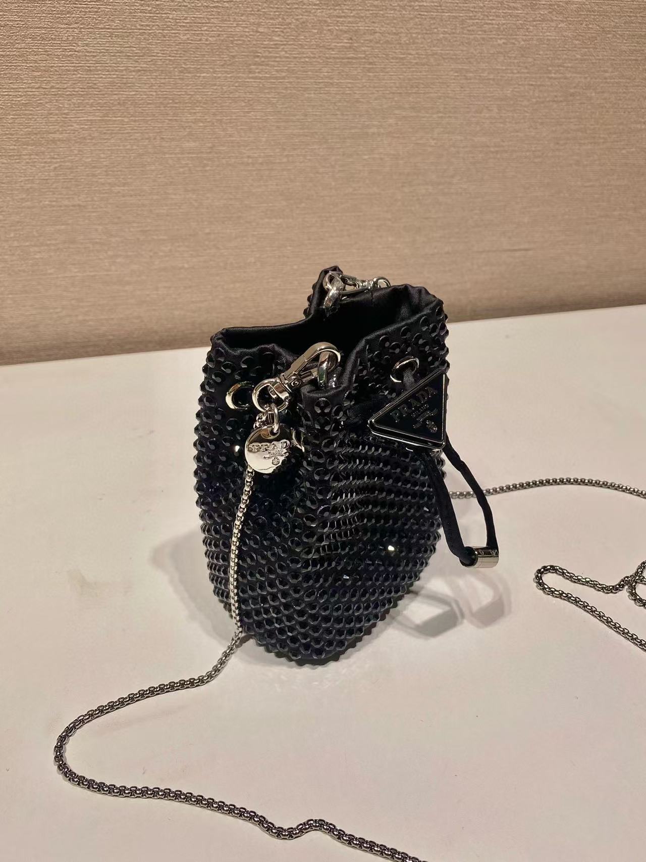 Pra Mini Pouch With Crystal Black Satin