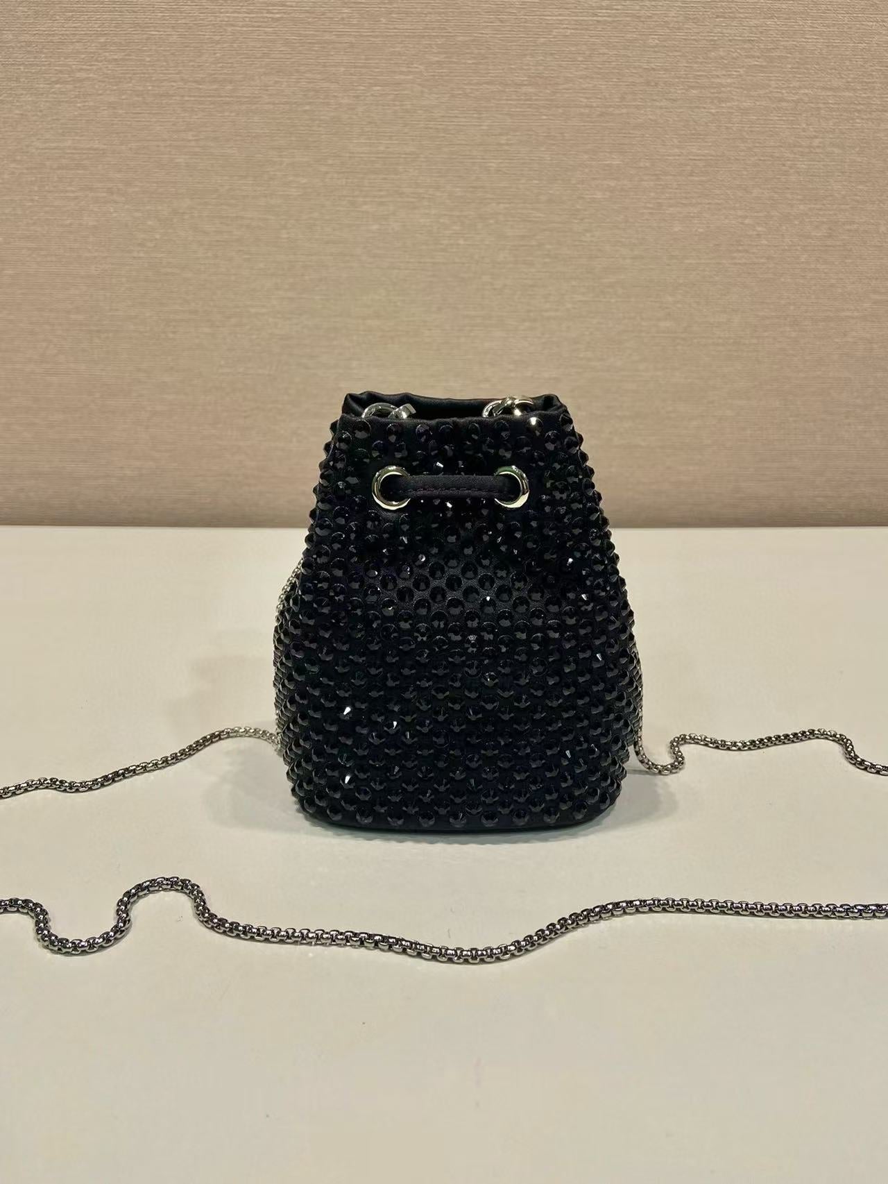 Pra Mini Pouch With Crystal Black Satin