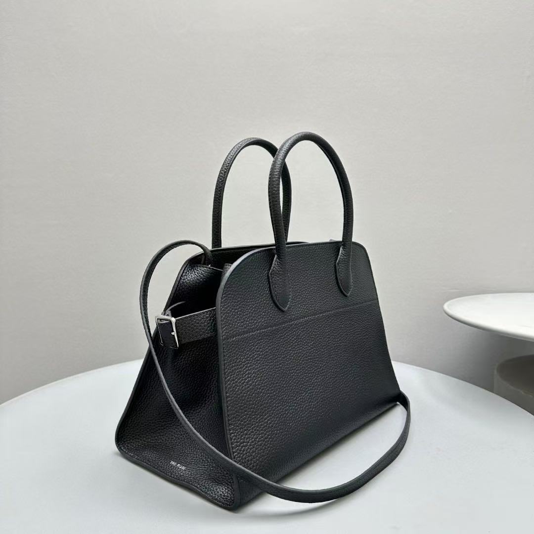 The Row Margaux 32cm Black Grained Calfskin