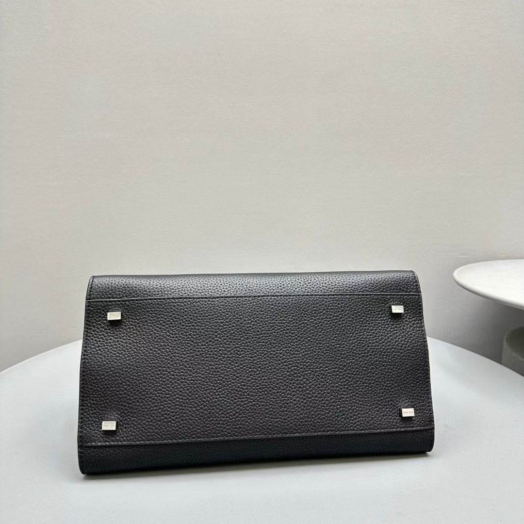 The Row Margaux 32cm Black Grained Calfskin