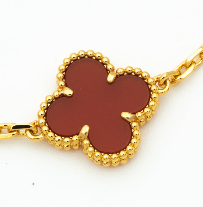 CLOVER BRACELET 5 MOTIFS CARNELIAN DIAMOND