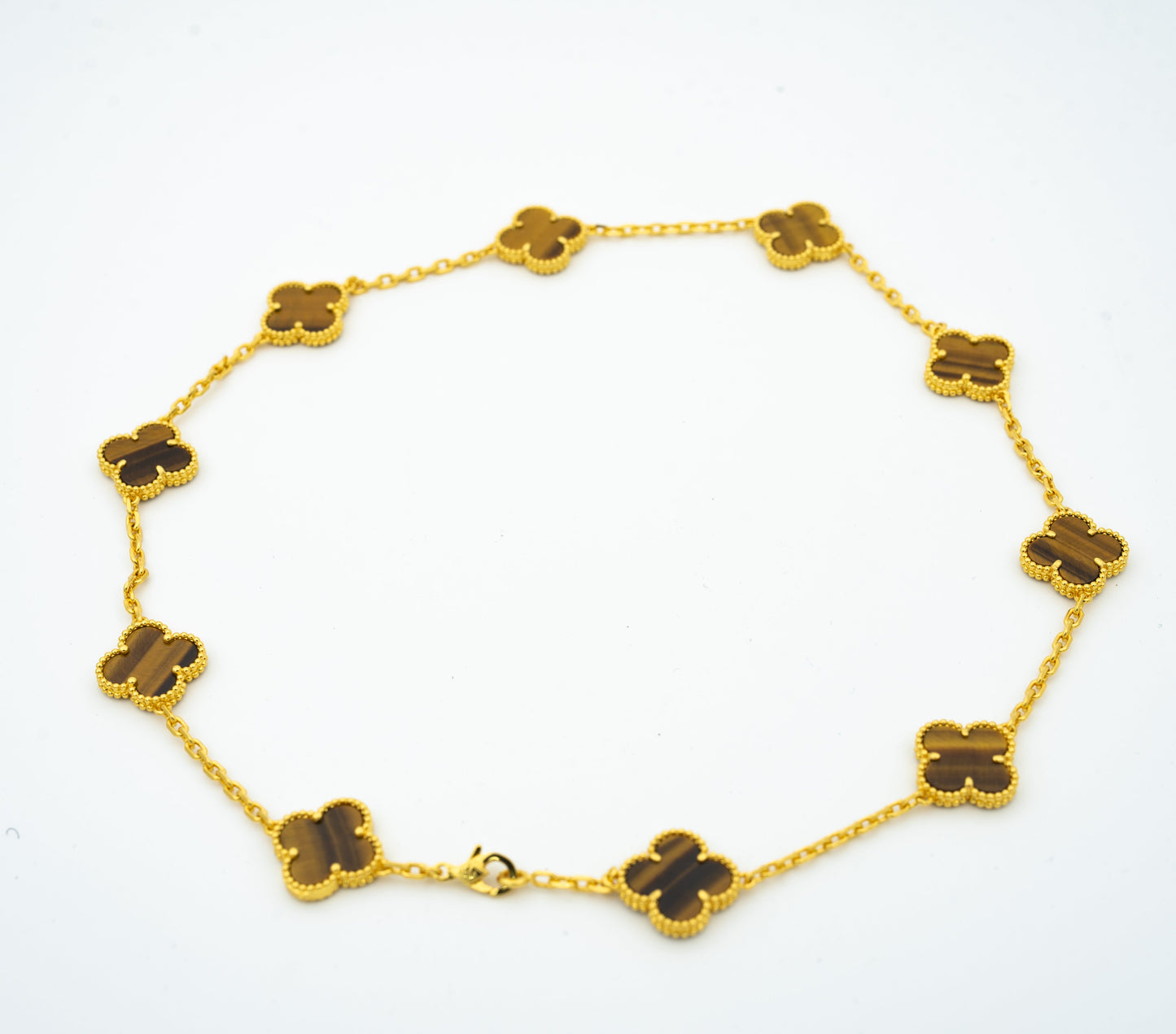 VINTAGE TIGER EYE NECKLACE 10 MOTIFS GOLD