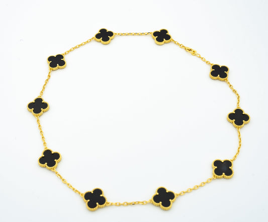 VINTAGE ONYX NECKLACE 10 MOTIFS GOLD