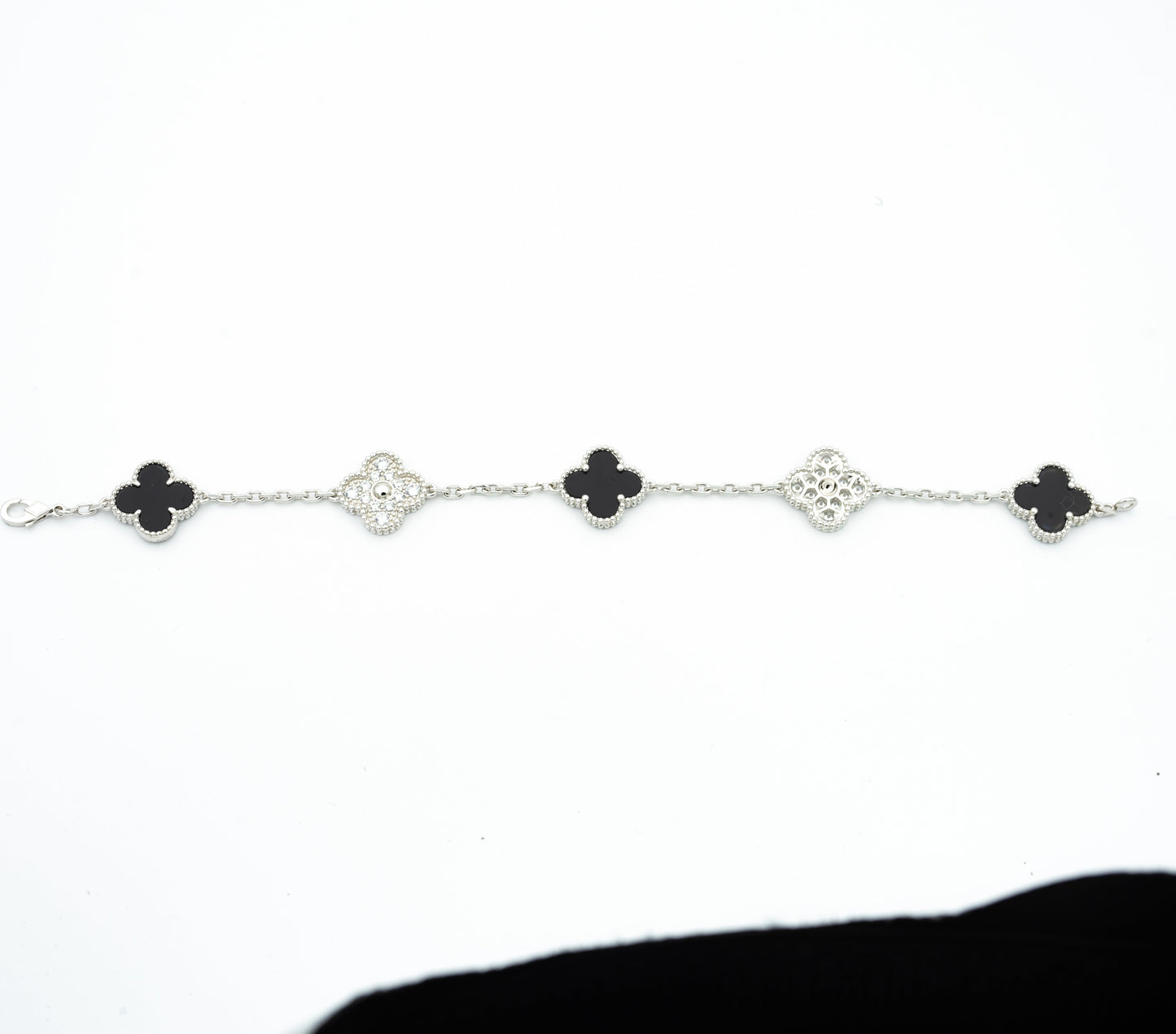 CLOVER BRACELET 5 MOTIF ONYXS DIAMOND