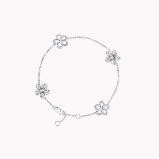 WILDFLOWER 4 MOTIFS SILVER DIAMOND BRACELET