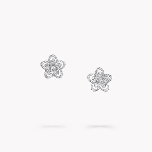 WILD FLOWER SILVER DIAMOND STUD EARRINGS