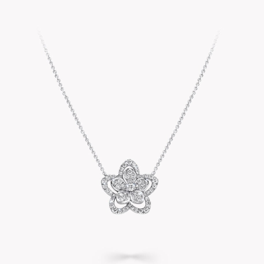 WILD FLOWER SILVER DIAMOND NECKLACE