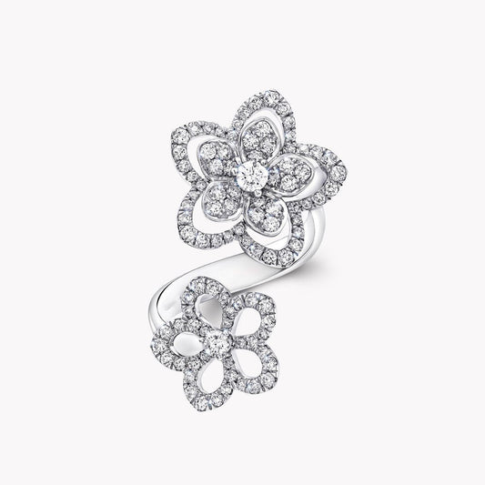 WILD FLOWER DOUBLE SILVER DIAMOND RING