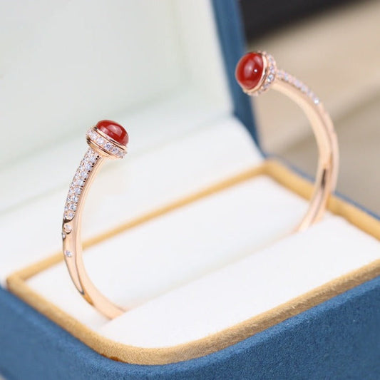 POSSESSION PINK GOLD CARNELIAN DIAMOND OPEN RING