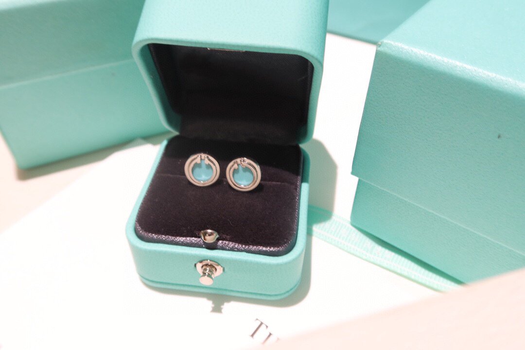 TURQUOISE CIRCLE WHITE GOLD EARRINGS