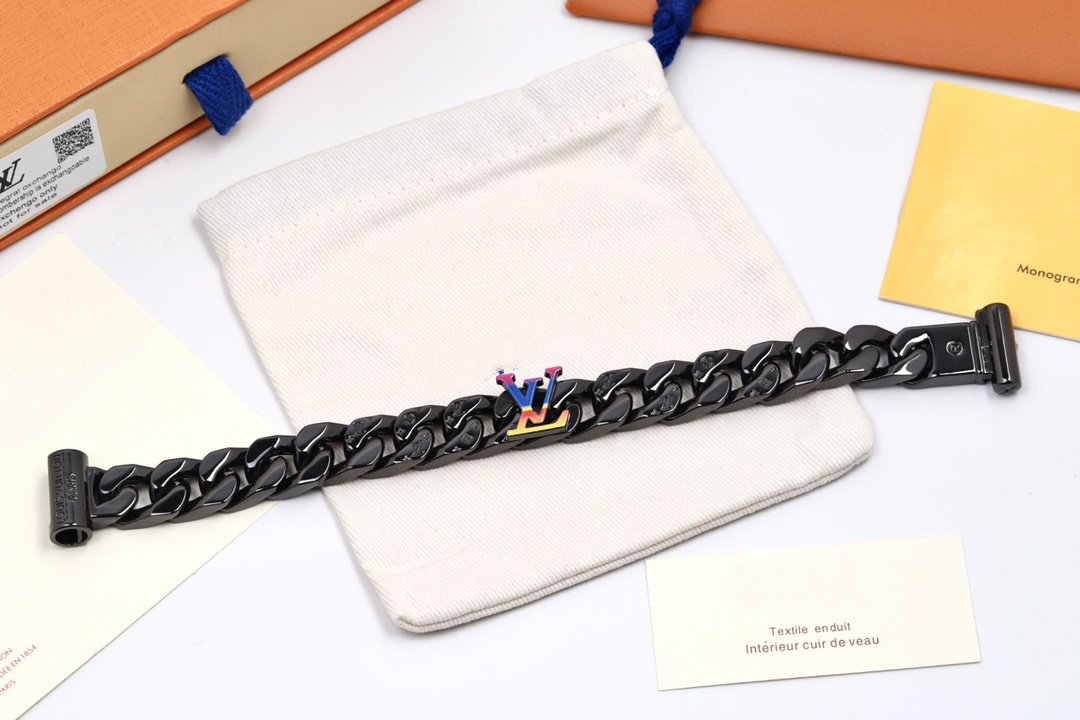 RAINBOW BLACK METAL CUBAN BRACELET