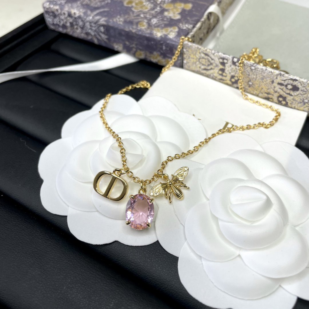 CD GOLD-COLORED METAL WITH WHITE RESIN PEARL NECKLACE