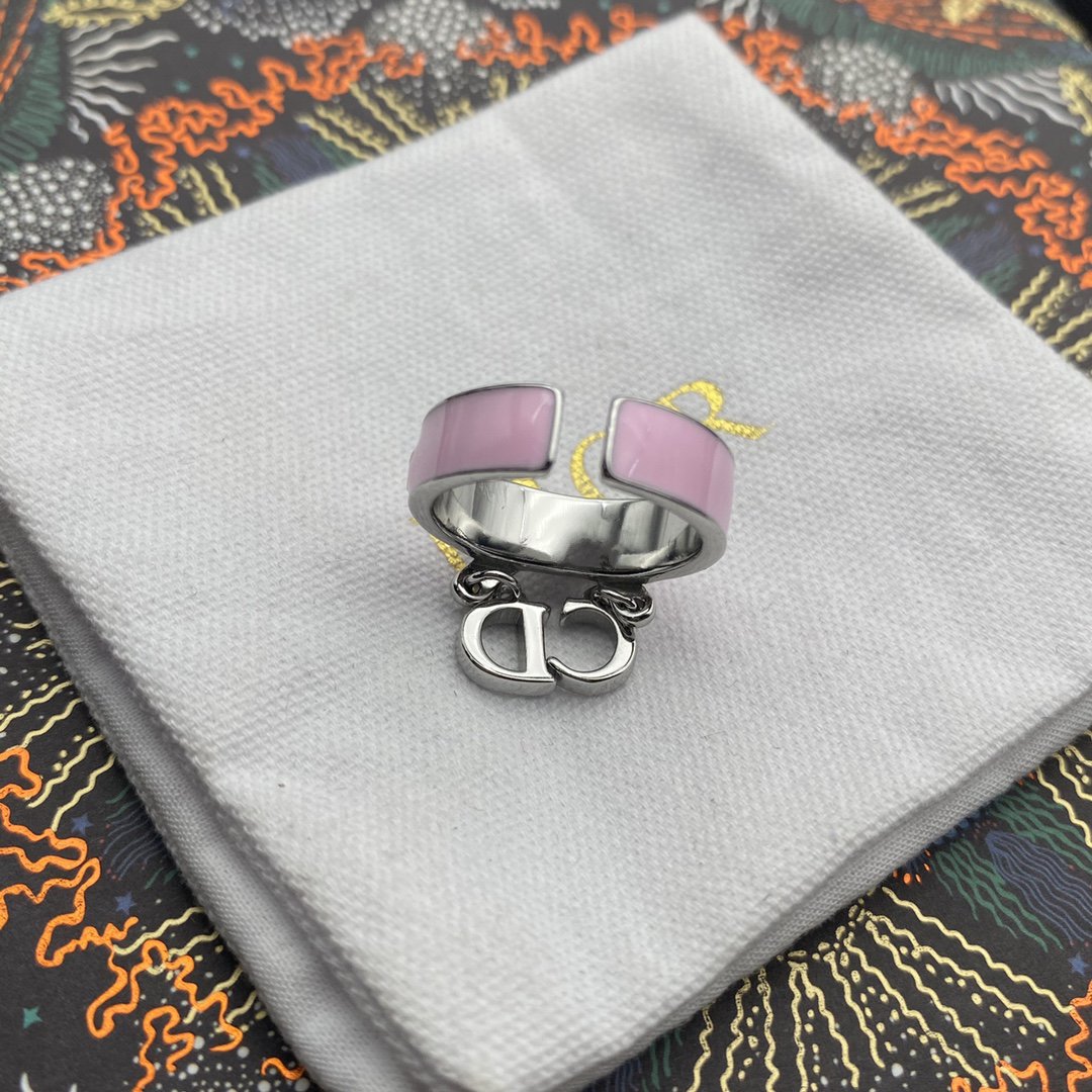 CD ENAMEL BOW RING PINK SILVER